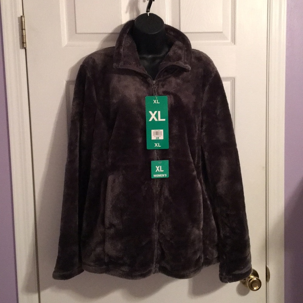 Faux fur XL jacket dark gray